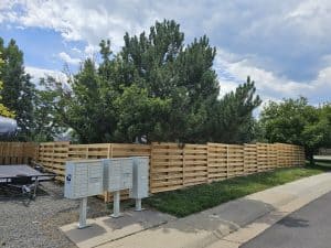 Newly installed decorative privacy wood fence
