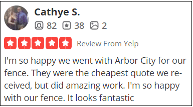 Yelp Cathye S Review Yelp 5 star review of Arbor City Fence from Cathye S